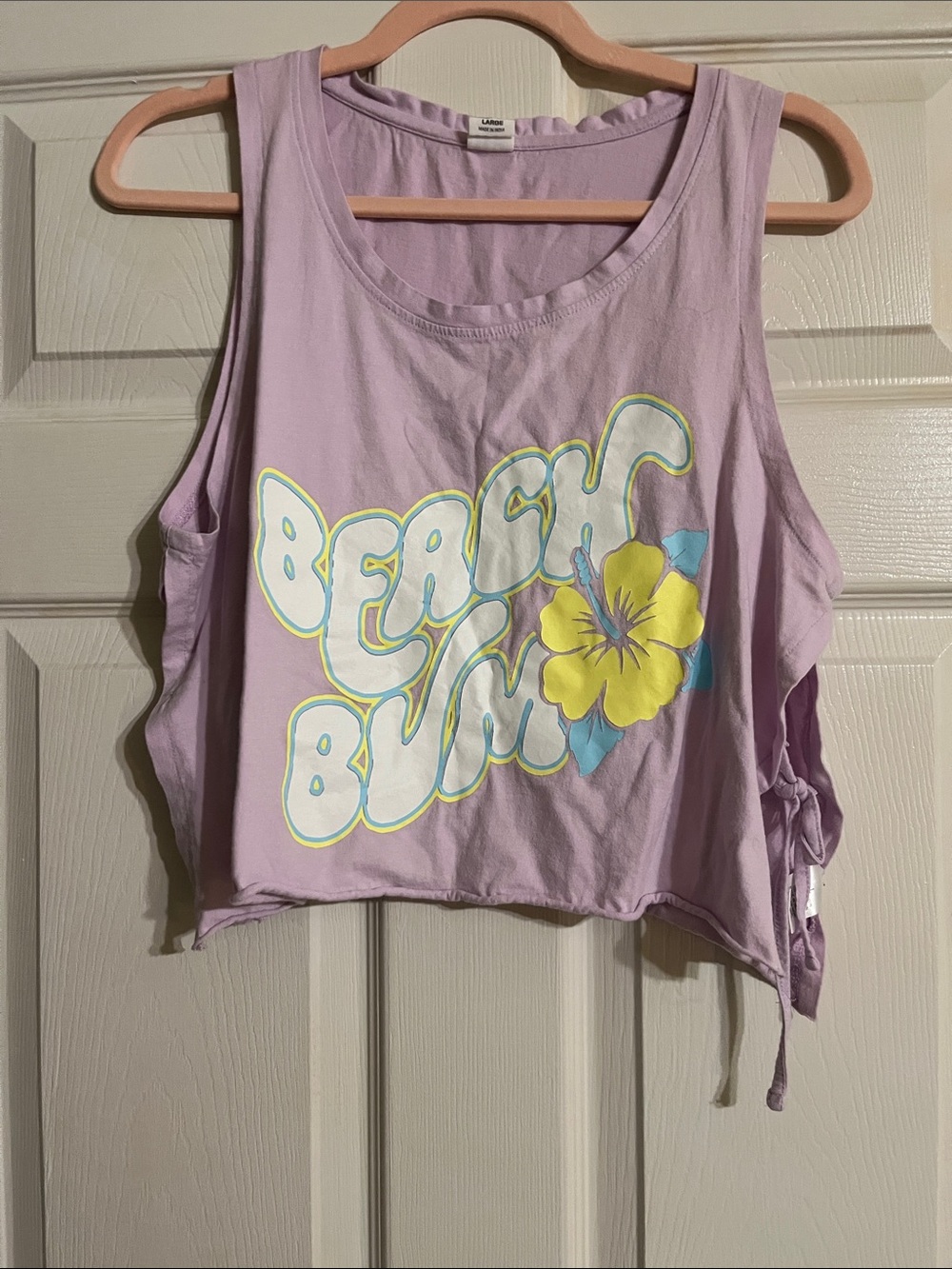 Lilac Graphic Tie-Side Tank Top - Beach Floral Print
